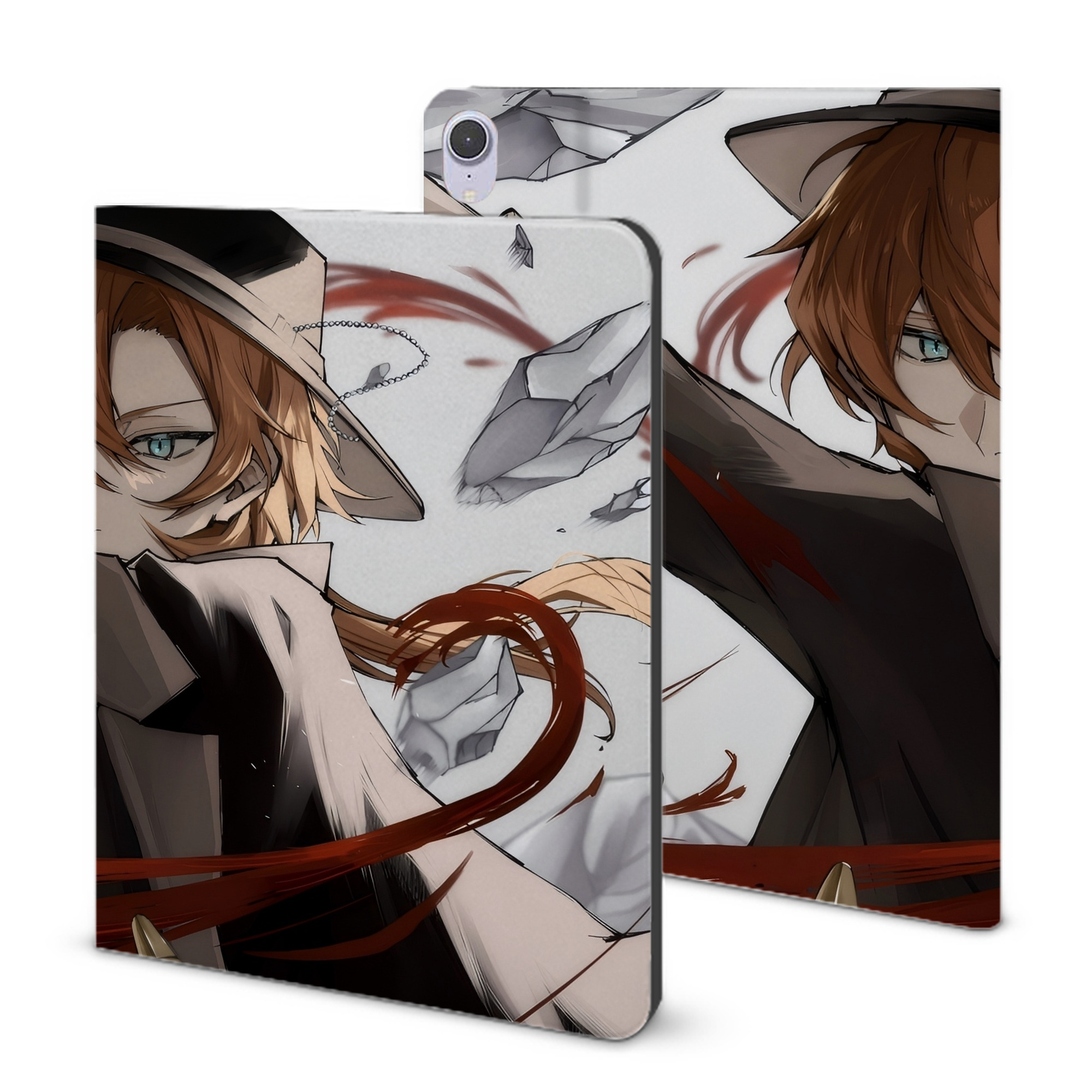 （画像用） 文豪ストレイドッグス Bungo Stray Dogs IPad ケース ブック型 PUレザー TPU 耐衝撃 軽量 薄型 ペン収納なし 全面保護 IPad 各モデル対応